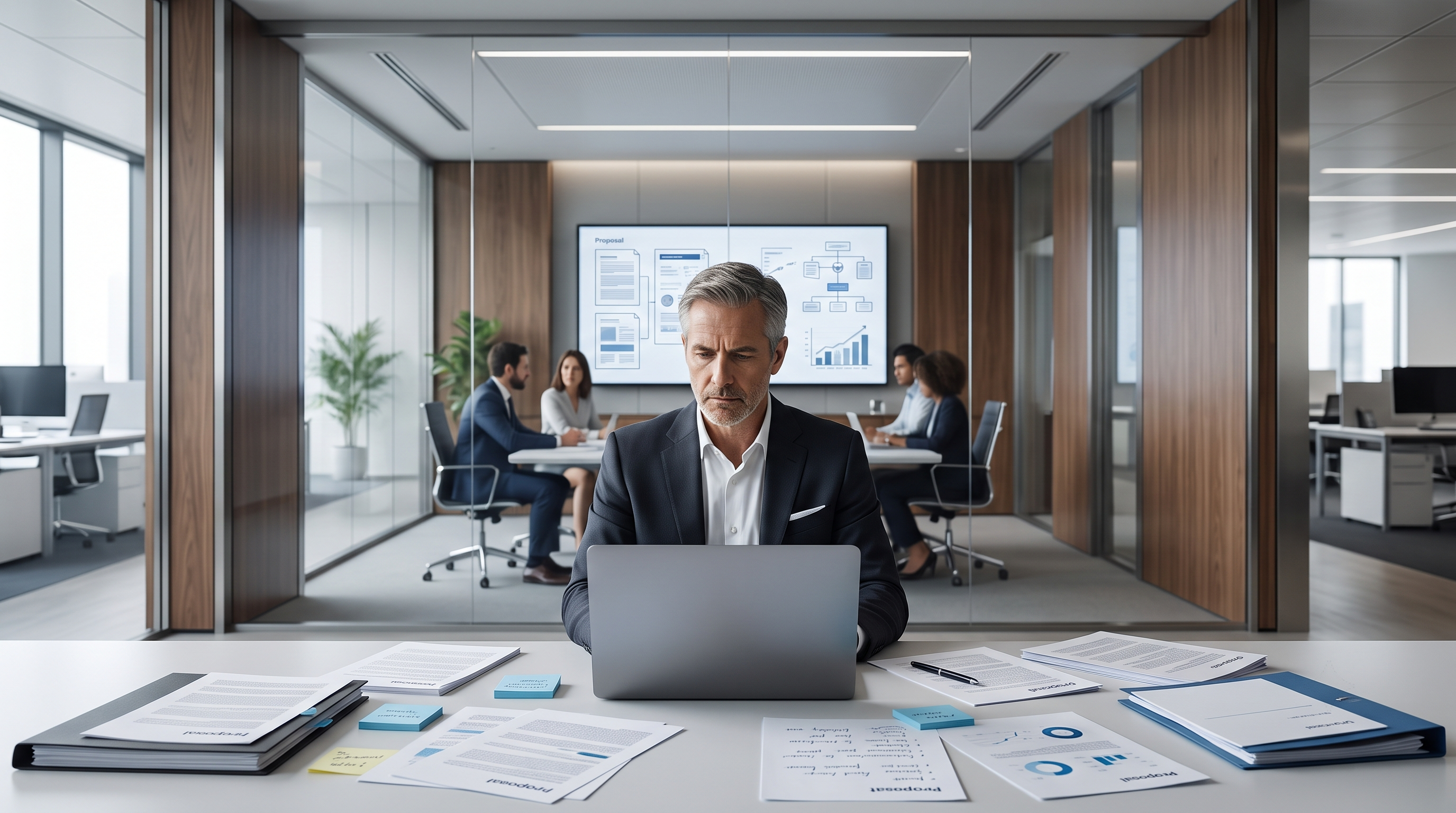 Abstract professional services workspace